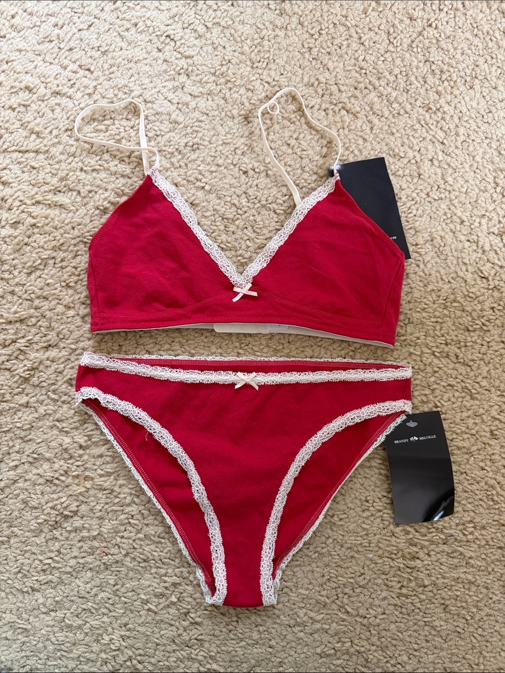 Brandy melville red bralette top/underwear set